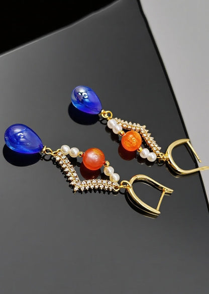 Diy Blue Acrylic Original Design Drop Earrings