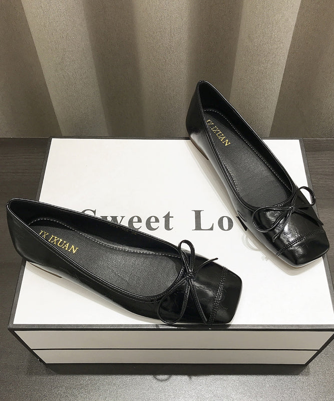 Coffee Faux Leather Splicing Bow Penny Loafers