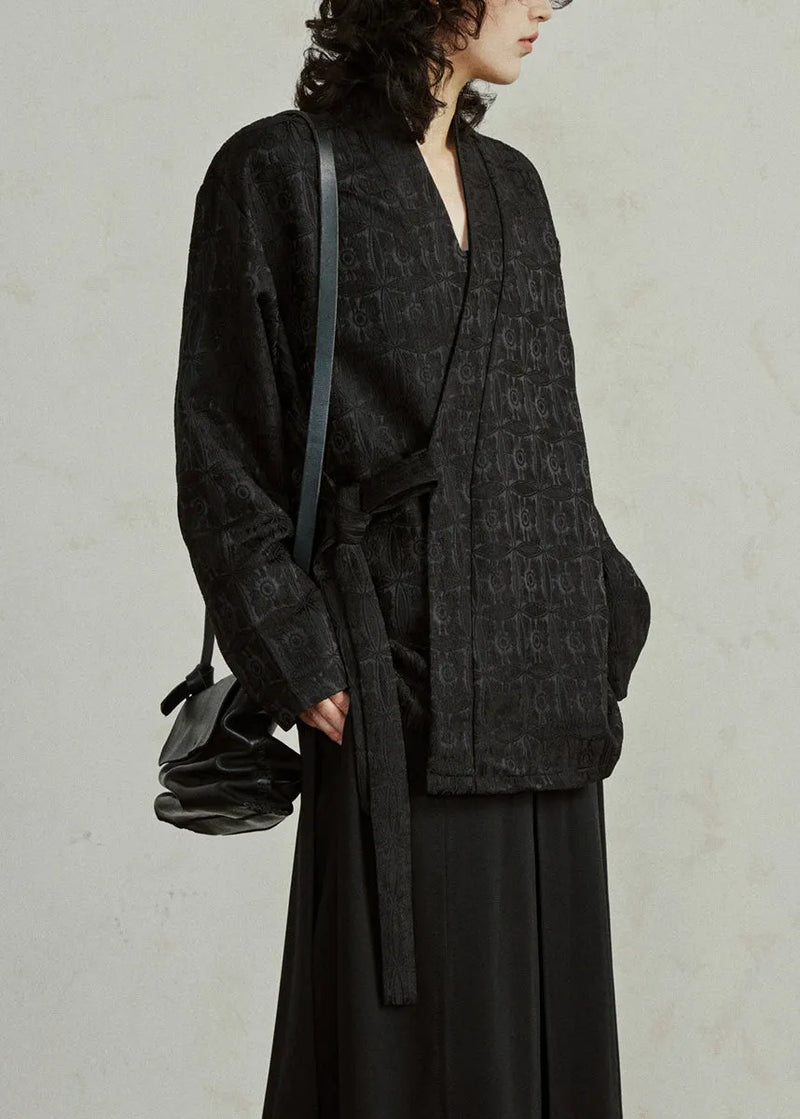 Black Asymmetrical Tie Waist Top Fall