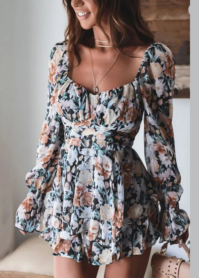 Pink Zippered Print Lace Up Jumpsuit Spring