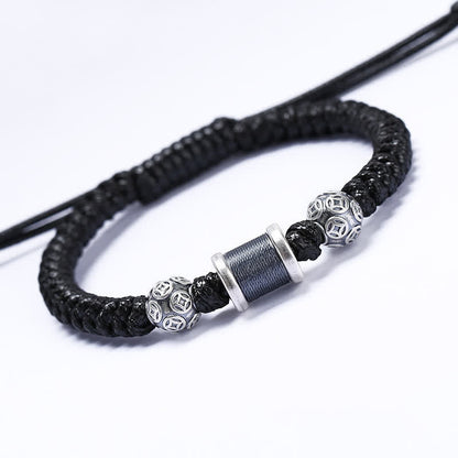 999 Sterling Silver Copper Coin Balance Bracelet for Spiritual Protection