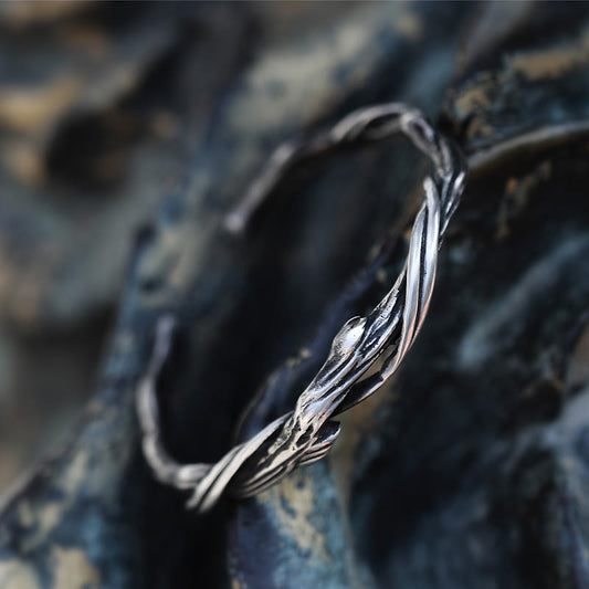 999 Sterling Silver Driftwood Cuff Bracelet Spiritual Balance