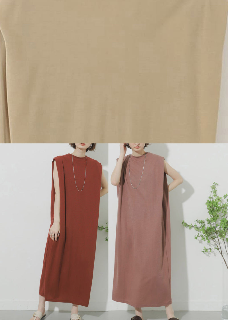 Natural Mulberry O-neck Maxi Dress Summer