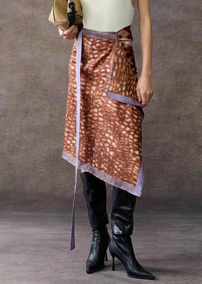 Leopard Asymmetrical Print Lace Up Cotton Skirts Summer