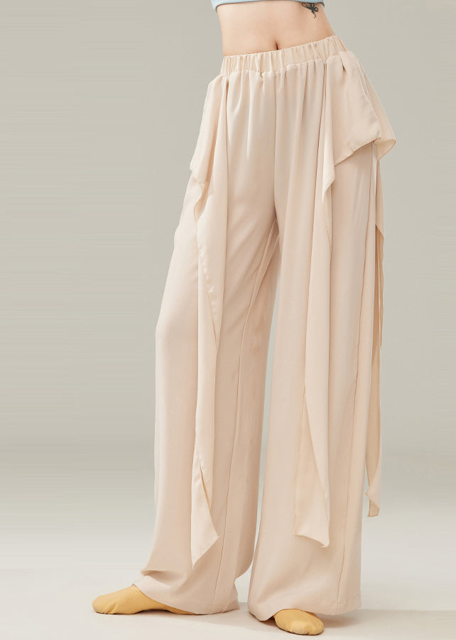 Beige Draping Cotton Dance Pants Fall