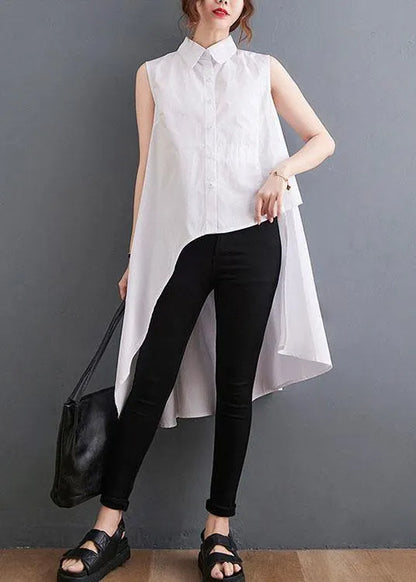 White Peter Pan Collar Button Cotton Shirt Summer
