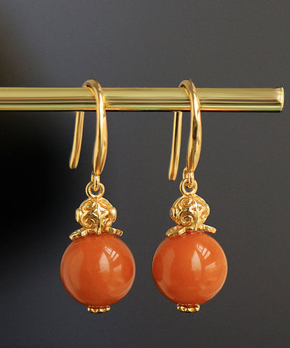 Orange Sterling Silver Overgild Zircon Beeswax Drop Earrings