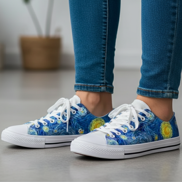 Van Gogh Swirling Sky Low-Top Canvas Sneakers