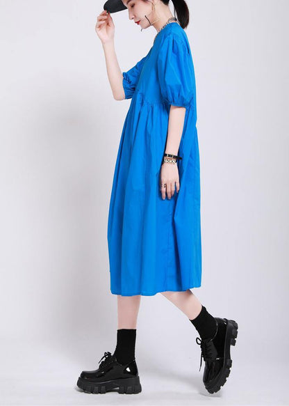 Blue Loose Cotton Summer Dresses