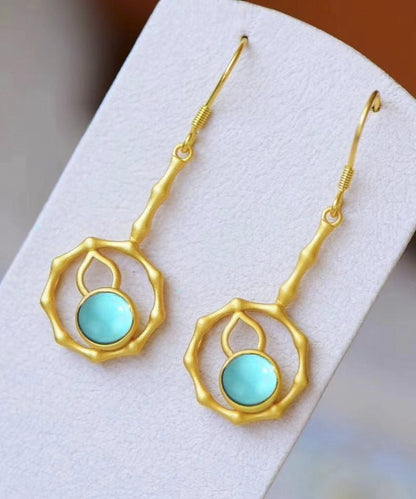 Gold Silver Overgild Gourd Drop Earrings