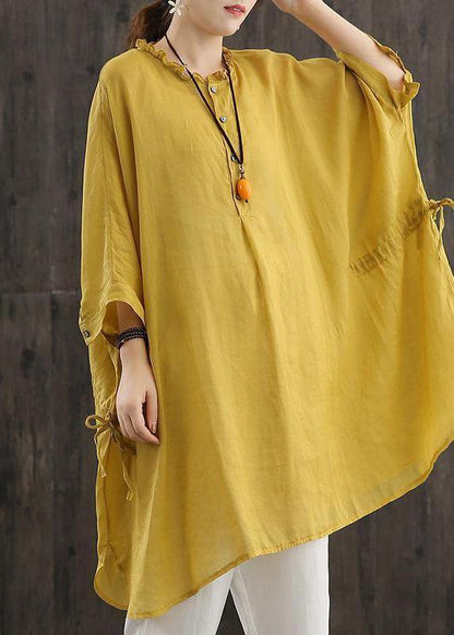 Yellow Shirts O Neck Cinched Top