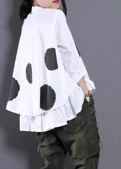 Diy White Dotted Blouses for Asymmetric Shirt