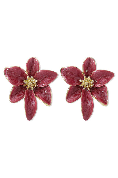 Colorful Enamel Flower Stud Earrings