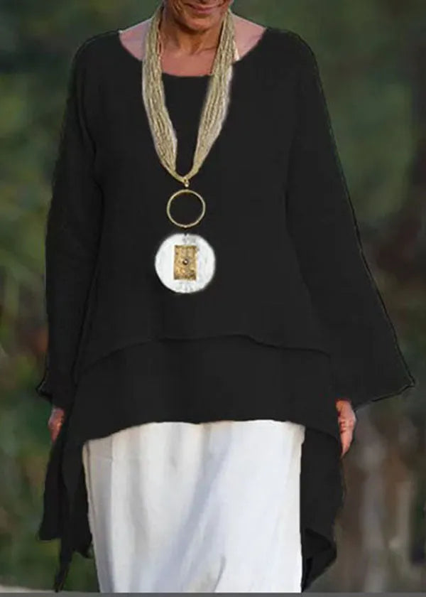Long Sleeve Asymmetrical Blouse