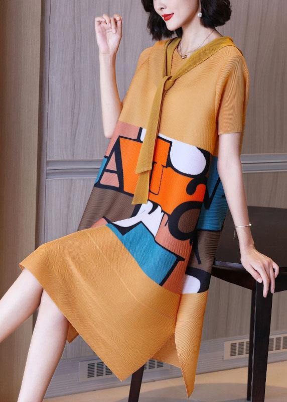 Yellow Hooded Print a Line Summer Dresses