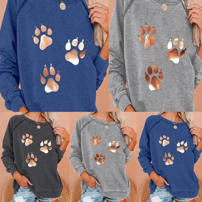 Dog Footprints Print Sweatshirt