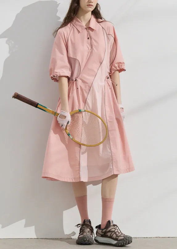 Original Summer Purple Asymmetrical Patchwork Drawstring Sports Dress