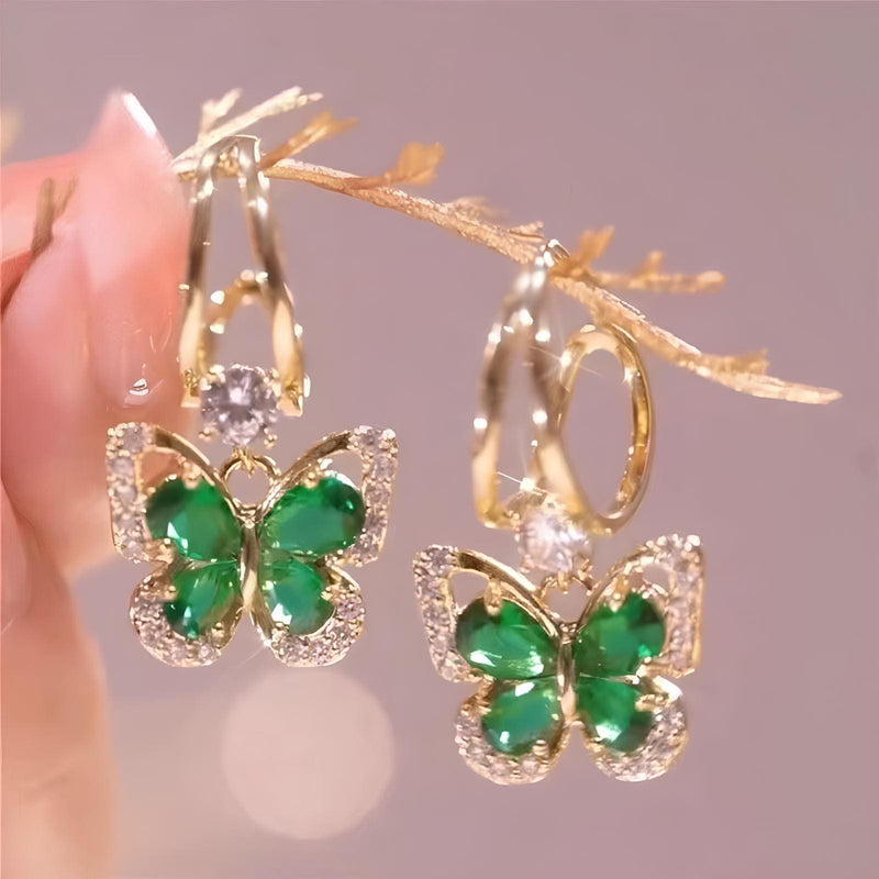 Goddess Whisper Emerald Butterfly Earrings
