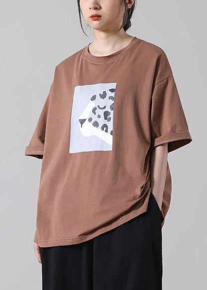 Chocolate Print Cotton Short Sleeve Summer Shirt Tops