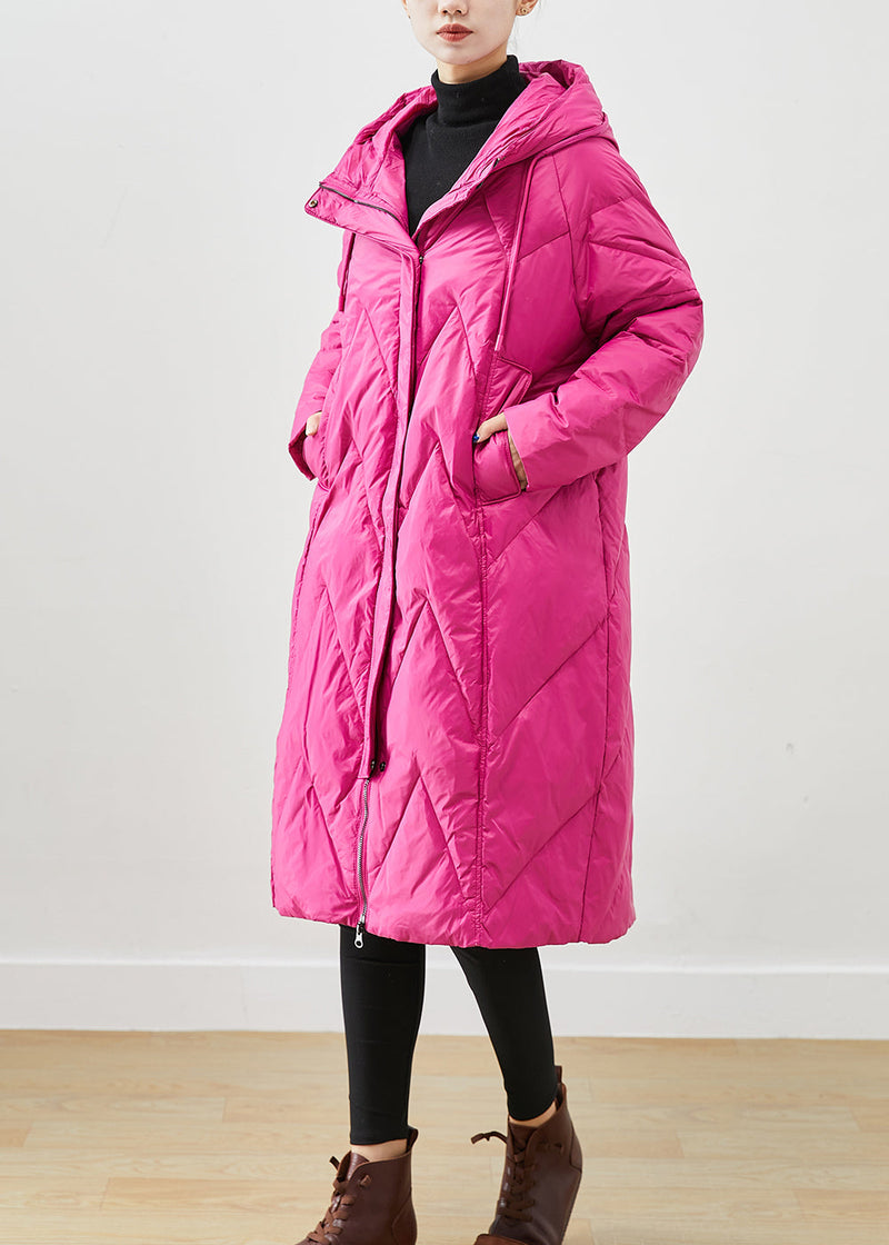 Rose Hooded Pockets Fine Cotton Filled Puffer Jacket Winter