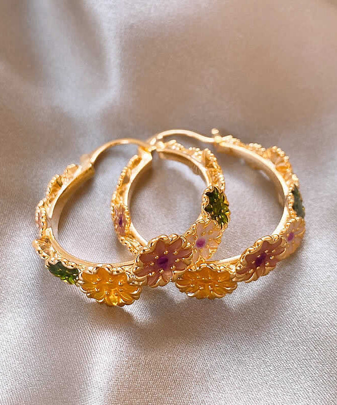Boutique Gold Sterling Silver Alloy Hoop Earrings