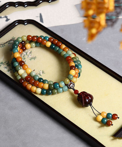 Colorblock Bodhi Red Sandalwood Buddha Bead Lariat Necklace
