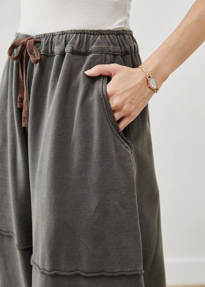 Grey Oversized Patchwork Cotton Harem Pants Fall