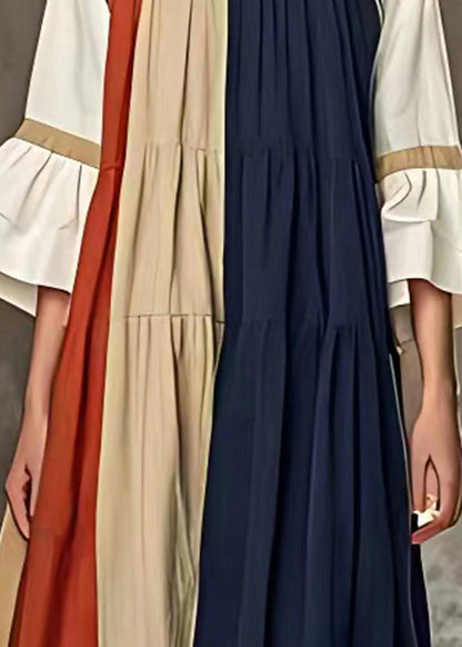 Colorblock Oversized Patchwork Wrinkled Dress Summer
