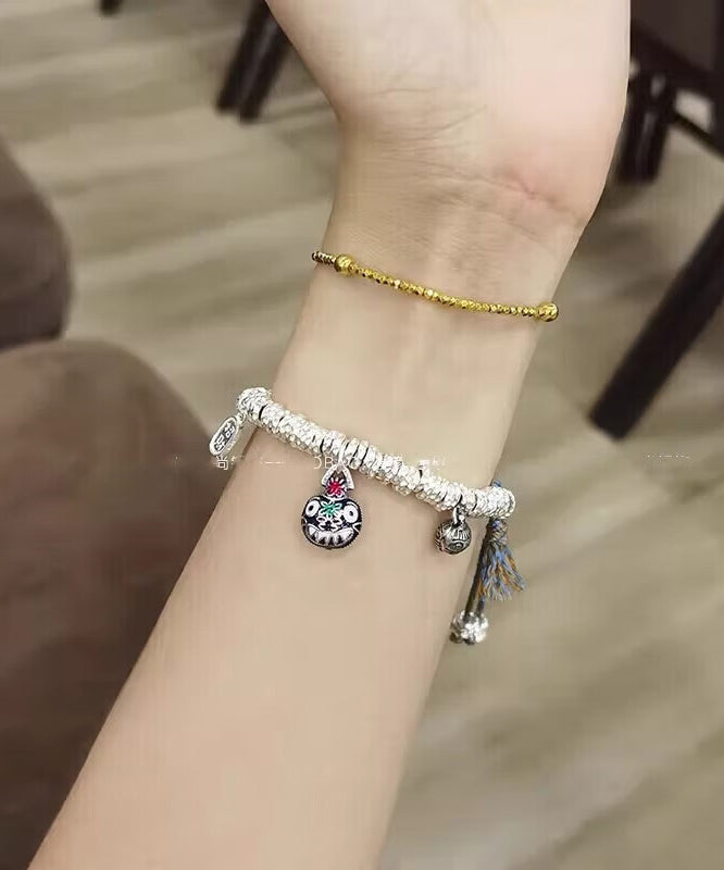 Retro Silk Sterling Silver Broken Silver Devouring Gold Beast Charm Bracelet