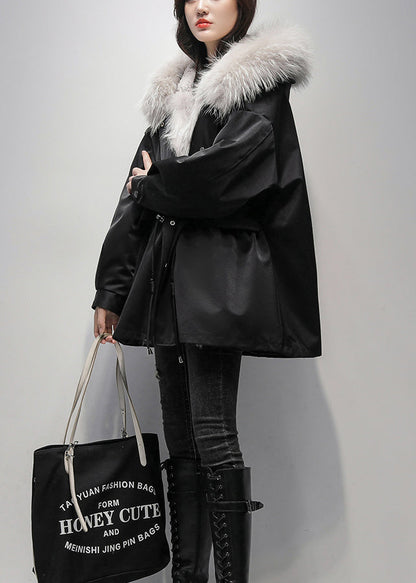 New Khaki Fur Collar the Rabbit Wool Lined Parka Jacket for Winter