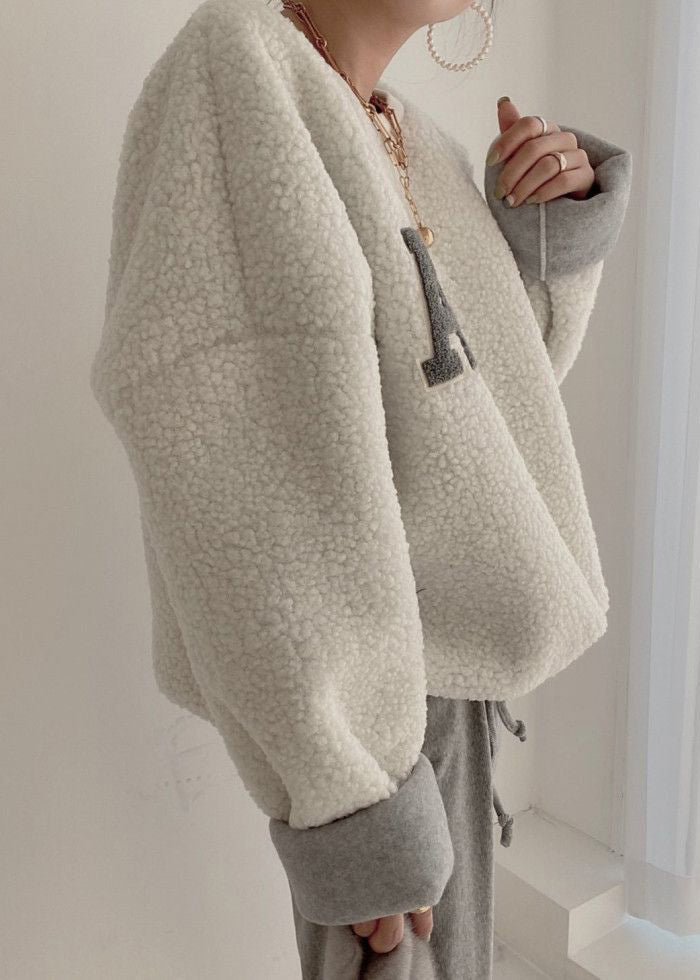 Beige Drawstring Cozy Sweatshirt Batwing Sleeve