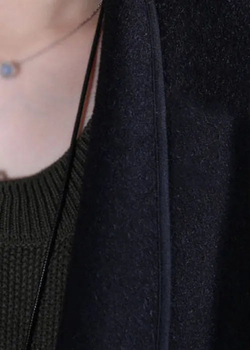 Black Peter Pan Collar Patchwork Woolen Tanks Sleeveless