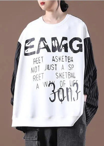 White Patchwork Autumn Tops