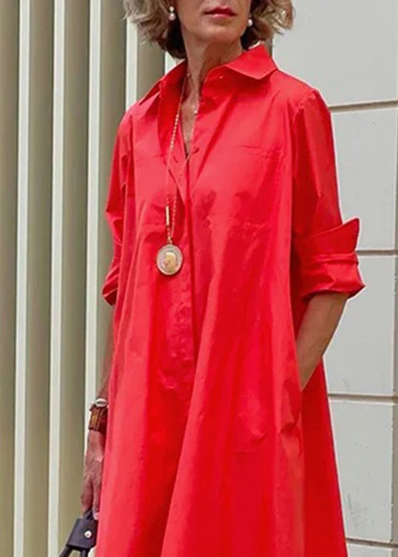 Cross Border White Peter Pan Collar Simple Loose Cotton Long Shirt Dress Fall