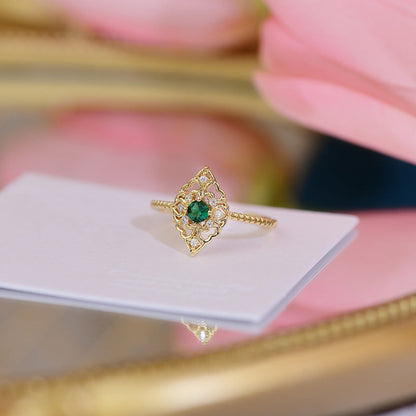 Elsie Baroque Emerald Ring