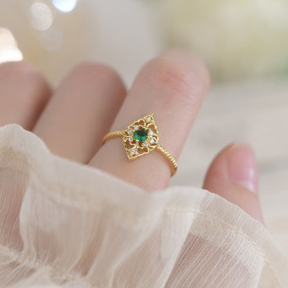 Elsie Baroque Emerald Ring