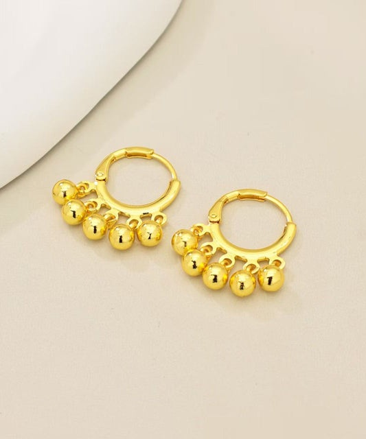 Art Gold Copper Overgild Ball Tassel Hoop Earrings