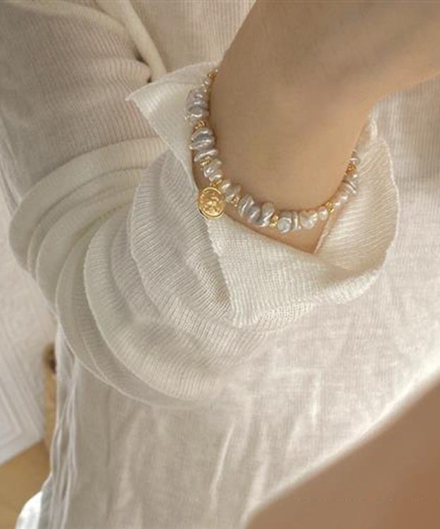 Art Gold Hand Pearl Small Bits of Silver Charm Bracelet