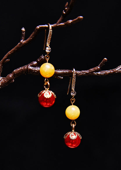 Art Red Pearl Boutique Beeswax Drop Earrings