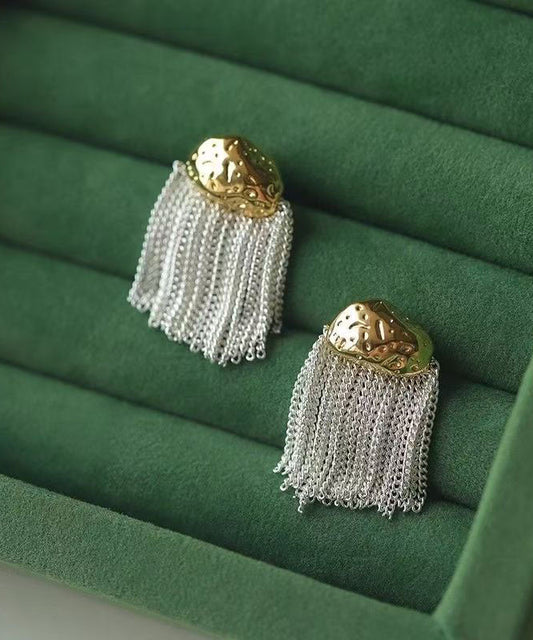 Art White Copper Overgild Tassel Drop Earrings