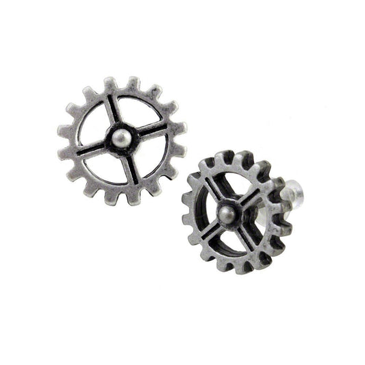 Steampunk Cogwheel Industrilobe Stud Earrings by Alchemy Gothic