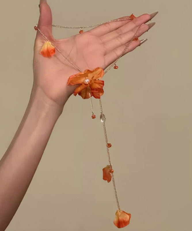 Beach Orange Alloy Tassel Pendant Necklace
