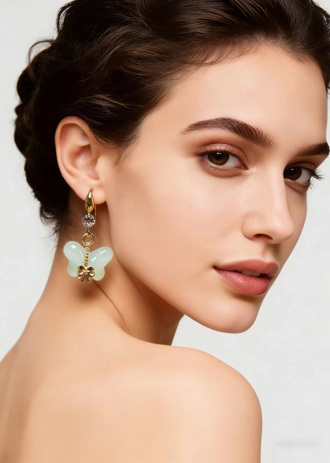Butterfly Jade Zircon Drop Earrings