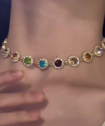 Gold Copper Overgirl Zircon Collar Necklace