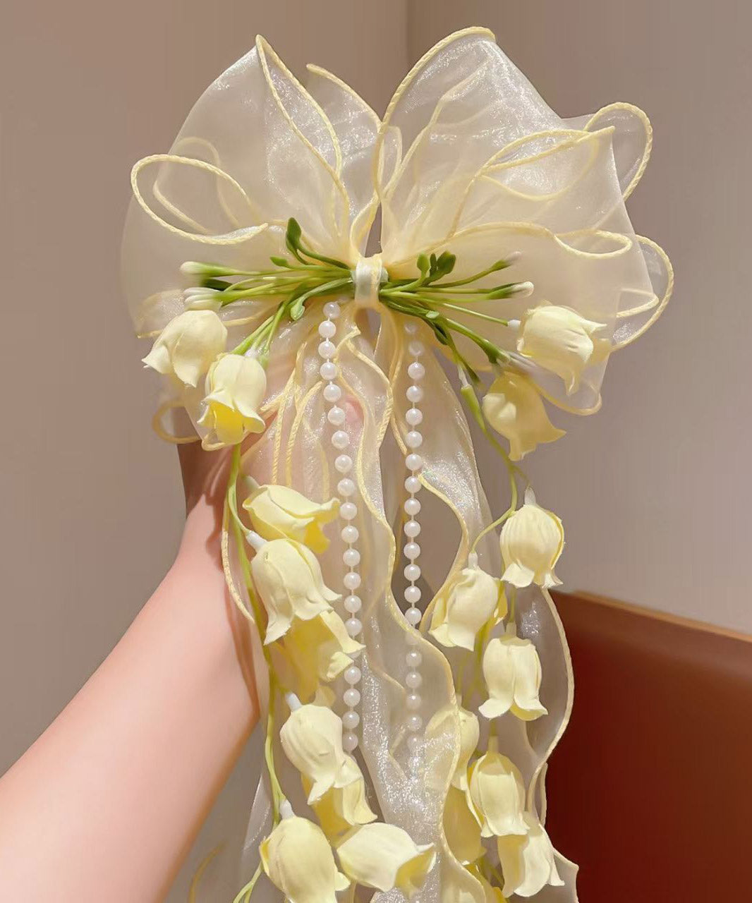 Pink Alloy Bow Lily of the Valley Tassel Hairpin
