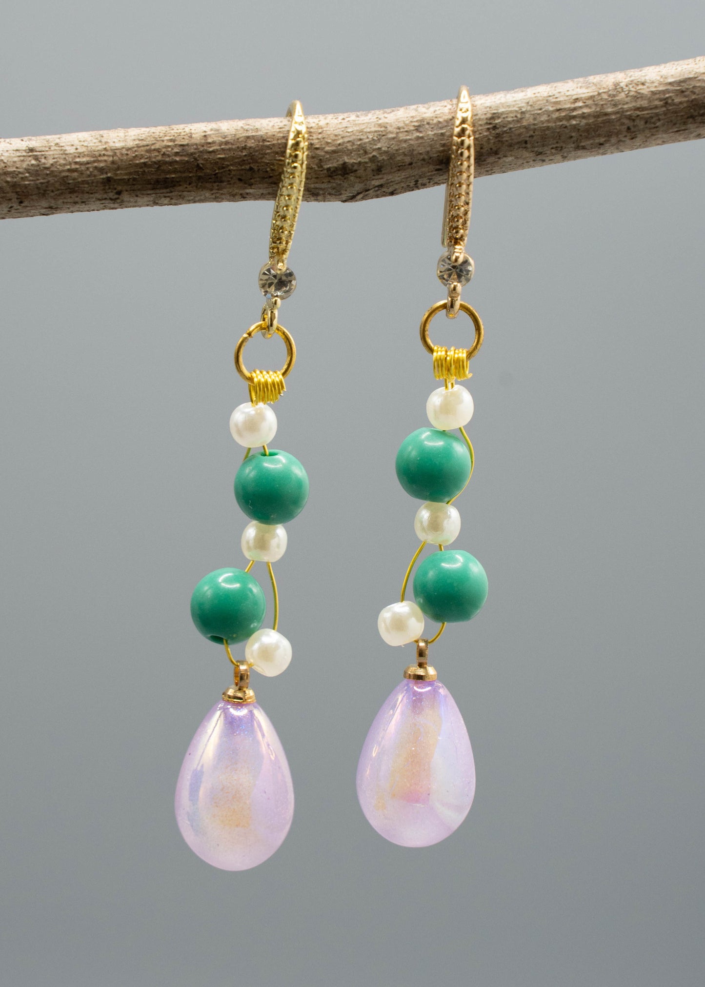 Pink Water Droplet Acrylic Drop Earrings