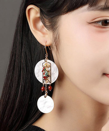 White Copper Cloisonne Agate Drop Earrings
