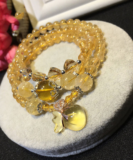 Yellow Crystal Rosary Multi Loop Charm Bracelet