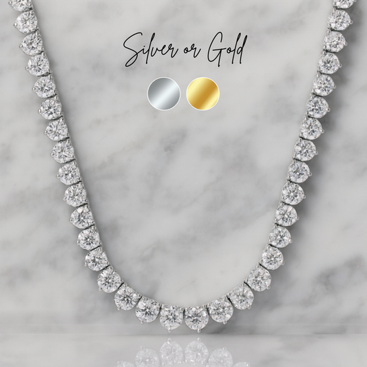 “bellagio” Luxe 3 Prong Tennis Necklace 18” Inch