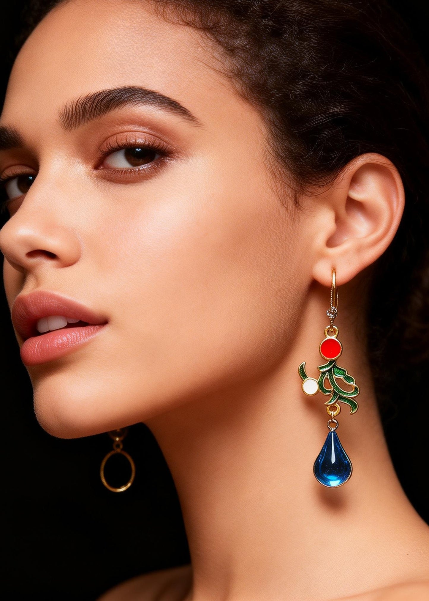 Peacock Blue Gem Stone Droplet Shape Drop Earrings